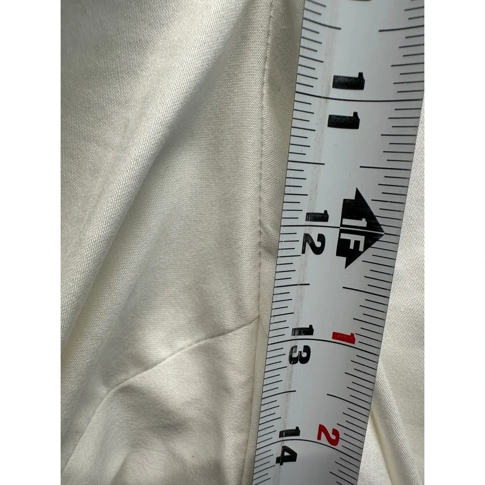 Zac & Rachel Women Crop Pants‎ White 24W Wide Leg Button Detail Cotton
